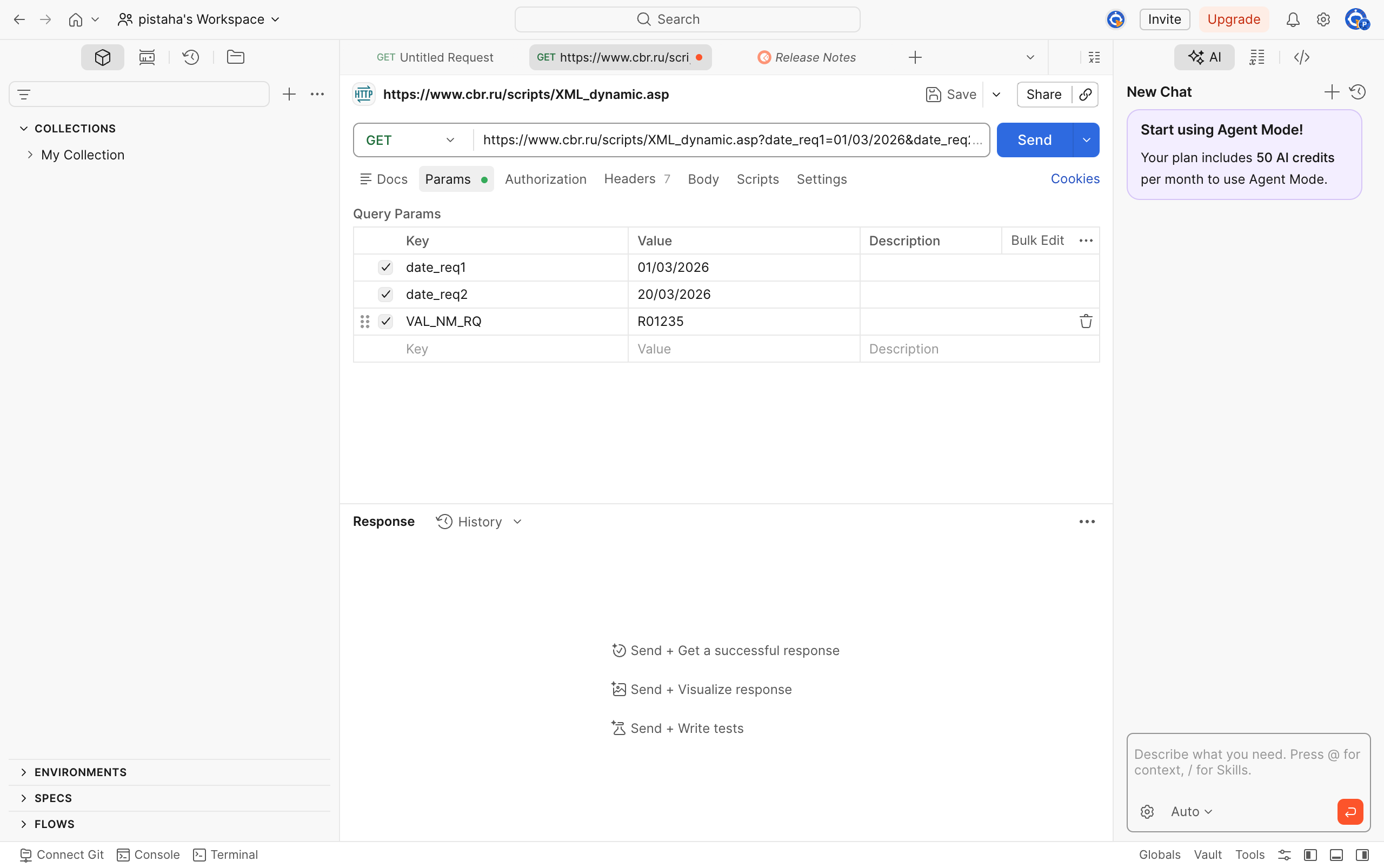 Параметры GET-запроса к API Банка России в Postman